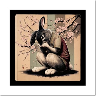 Morose Rabbit Japanese Art Print Posters and Art